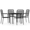 vidaXL 5 Piece Garden Dining Set Black