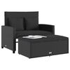 vidaXL Garden Sofa with Cushions 2-Seater Black Poly Rattan