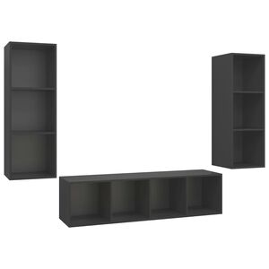 vidaXL TV Cabinet Set | Grey | Engineered wood | Medium | Grey TV Cabinet Set
