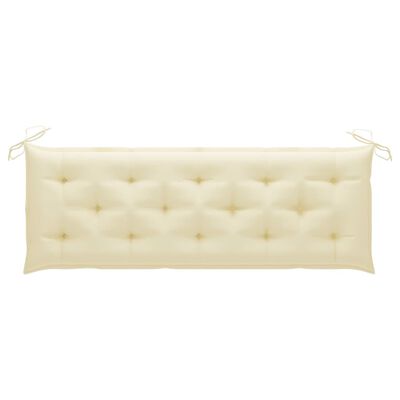 vidaXL Garden Bench with Cream White Cushion 150 cm Solid Teak Wood