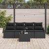 vidaXL Sofa Set with Cushion with Storage 5 pcs Black Poly Rattan