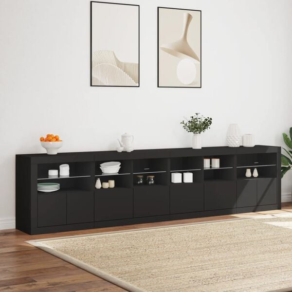 vidaXL Sideboard with LED Lights Black 283x37x67 cm