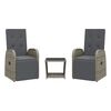 vidaXL 3 Piece Garden Dining Set with Cushions Grey Poly Rattan