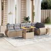 vidaXL 7 Piece Garden Sofa Set with Cushions Beige Poly Rattan