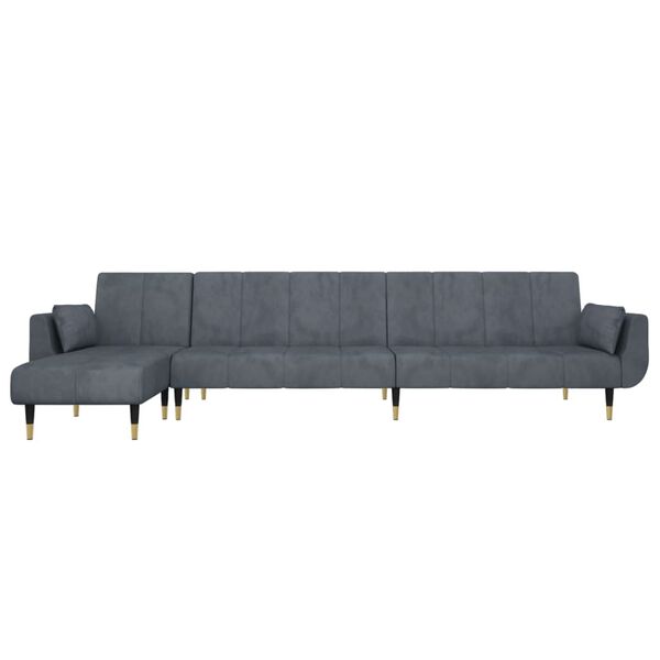 vidaXL L-shaped Sofa Bed Dark Grey 275x140x70 cm Velvet