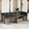 vidaXL Garden Sofa Set with Cushion 8 pcs Grey Poly rattan