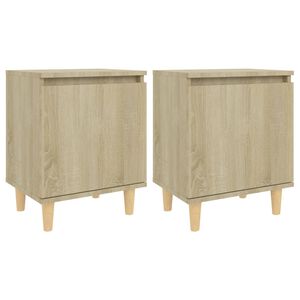 vidaXL Bed Cabinets with Solid Wood Legs 2 pcs Sonoma Oak 40x30x50 cm