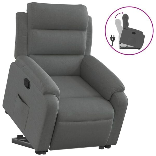 vidaXL Stand up Recliner Chair Dark Grey Fabric