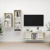 vidaXL 3 Piece TV Cabinet Set White and Sonoma Oak Engineered Wood