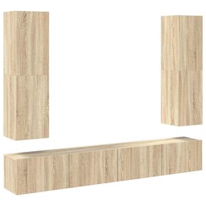 vidaXL 4 Piece TV Cabinet Set Sonoma Oak Engineered Wood