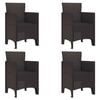 vidaXL Garden Chair 4 pcs Brown Polypropylene