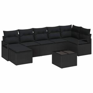 vidaXL Sofa Set 8 pcs Black Poly Rattan
