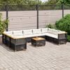vidaXL 10 Piece Garden Sofa Set with Cushions Black Poly Rattan