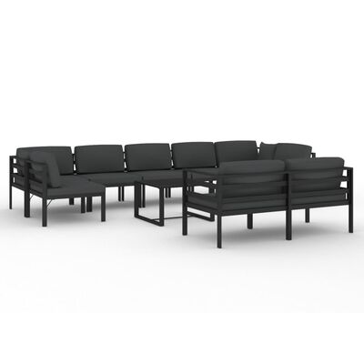 vidaXL 10 Piece Garden Lounge Set with Cushions Aluminium Anthracite