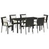 vidaXL Garden Dining Set 7 pcs Black Poly Rattan