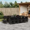 vidaXL 15 Piece Garden Dining Set with Cushions Black Poly Rattan