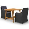 vidaXL 3 Piece Garden Dining Set Black