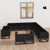 vidaXL 13 Piece Garden Lounge Set with Cushions Black Solid Pinewood