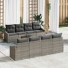 vidaXL Garden Sofa Set with Cushion 9 pcs Grey Poly Rattan