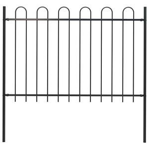 vidaXL Garden Fence "Boxtel" with Hoop Top Steel 170x120 cm Black