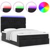 vidaXL Ottoman Bed with Mattresses & LEDs Black Double Velvet