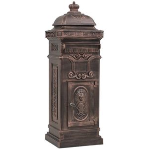 vidaXL Pillar Letterbox | Bronze | Cast aluminium | Medium | Decorative Inlays