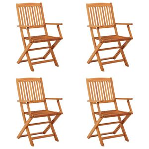 vidaXL Folding Chairs 4 pcs Solid Eucalyptus Wood