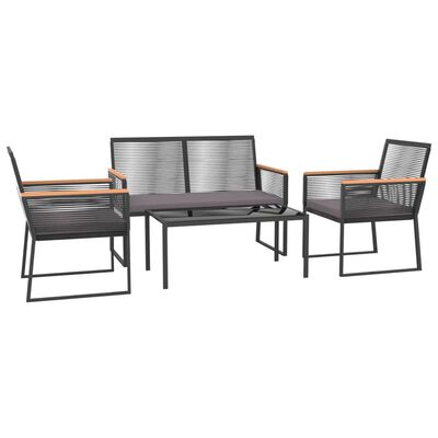 vidaXL 4 Piece Garden Lounge Set with Cushions Black Steel
