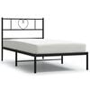 vidaXL Metal Bed Frame without Mattress with Headboard Black 90x190cm