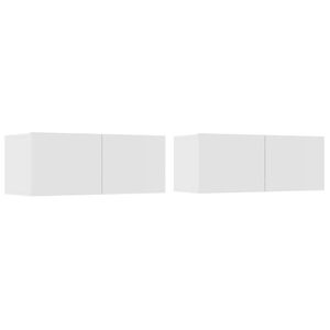 vidaXL 2 Piece TV Cabinet Set White 80x30x30 cm Engineered Wood