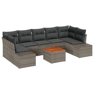 vidaXL Garden Sofa Set 8 pcs Grey Poly Rattan