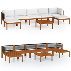 vidaXL 8 Piece Garden Lounge Set with Cushions Cream 63x63 cm
