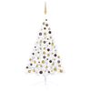 vidaXL Artificial Half Pre-lit Christmas Tree with Ball Set White 120 cm