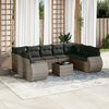 vidaXL 10 Piece Garden Sofa Set with Cushions Grey Poly Rattan