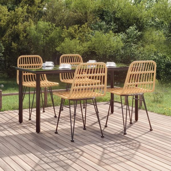 vidaXL 5 Piece Garden Dining Set Poly Rattan