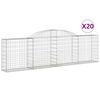 vidaXL Arched Gabion Baskets 20 pcs 300x30x80/100 cm Galvanised Iron