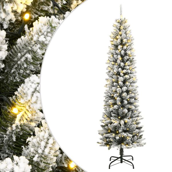 vidaXL Artificial Christmas Tree 300 LEDs and Flocked Snow 240 cm