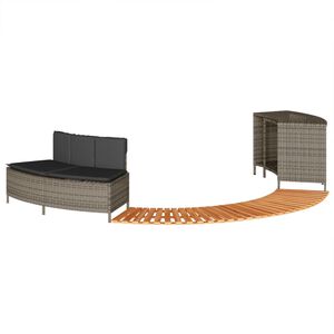 vidaXL Hot Tub Surround Grey Poly Rattan and Solid Wood Acacia