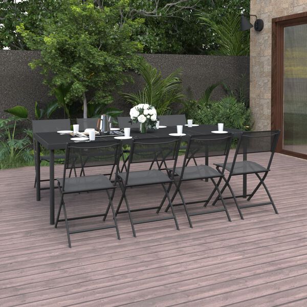 vidaXL 9 Piece Outdoor Dining Set Steel