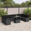 vidaXL Garden Sofa Set with Cushion 11 pcs Black Poly rattan