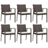 vidaXL Garden Chairs with Cushions 6 pcs Brown 56.5x57x83 cm Poly Rattan
