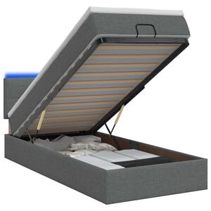 vidaXL Ottoman Bed with Mattress and LED Dark Grey King Single Fabric