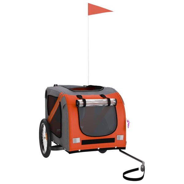vidaXL Pet Bike Trailer Orange and Black Oxford Fabric&Iron
