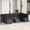 vidaXL Garden Sofa Set with Storage 10 pcs Black Poly Rattan