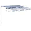 vidaXL Manual Retractable Awning with Posts 3x2.5 m Blue and White
