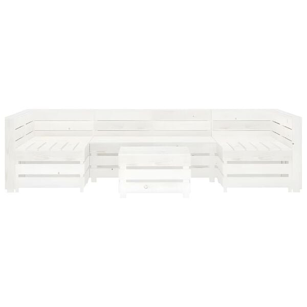vidaXL 7 Piece Garden Lounge Set Pallets Wood White
