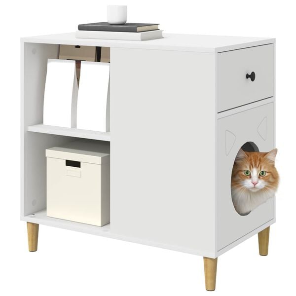vidaXL Cat House White 72 x 42.5 x 70 cm Engineered Wood