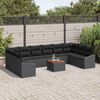 vidaXL Garden Sofa Set with Cushion 11 pcs Black Poly Rattan