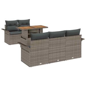 vidaXL Garden Sofa Set 6 pcs Grey Poly Rattan