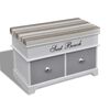 vidaXL White Storage & Entryway Bench with Grey Cushion Top 2 Drawer